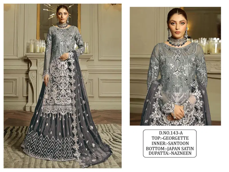  AK 143 Georgette Embroidery Pakistani Suits Exporters In India